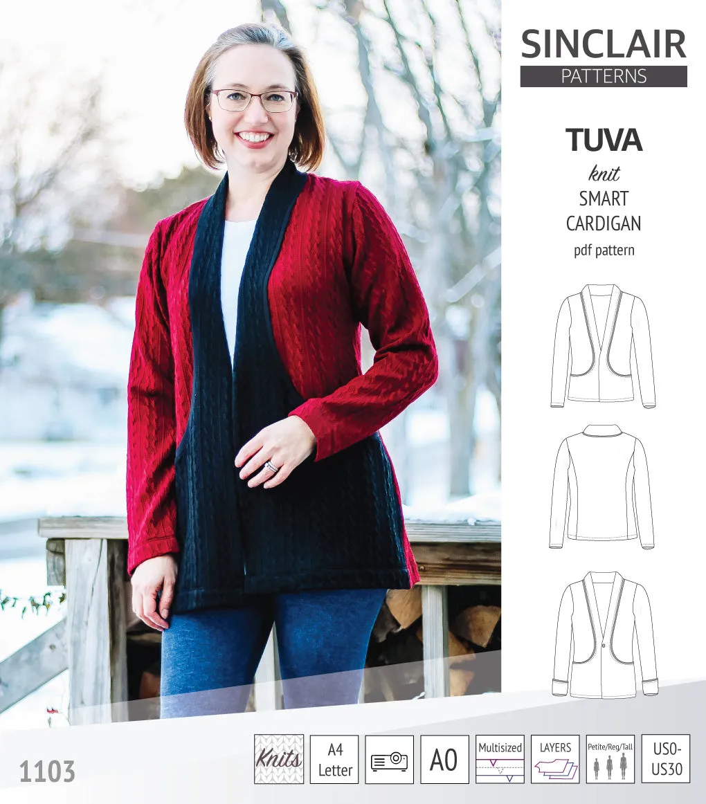 Tuva knit smart cardigan with pockets (PDF)