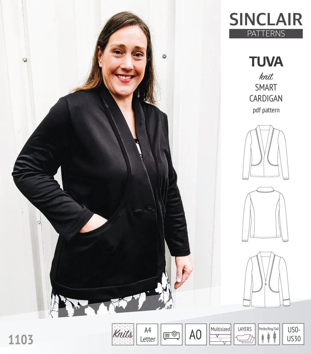 Tuva knit smart cardigan with pockets (PDF)