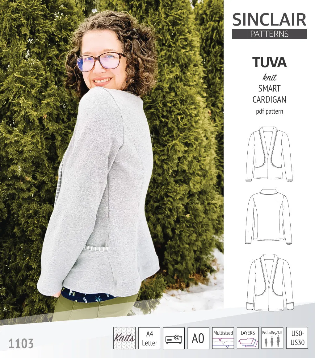 Tuva knit smart cardigan with pockets (PDF)