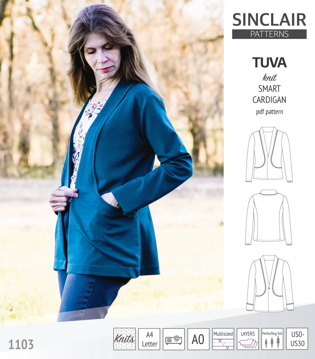 Tuva knit smart cardigan with pockets (PDF)