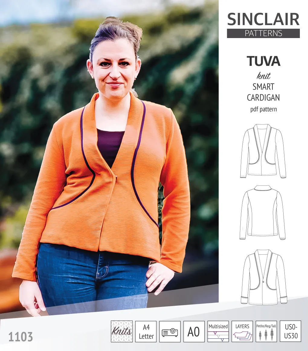 Tuva knit smart cardigan with pockets (PDF)