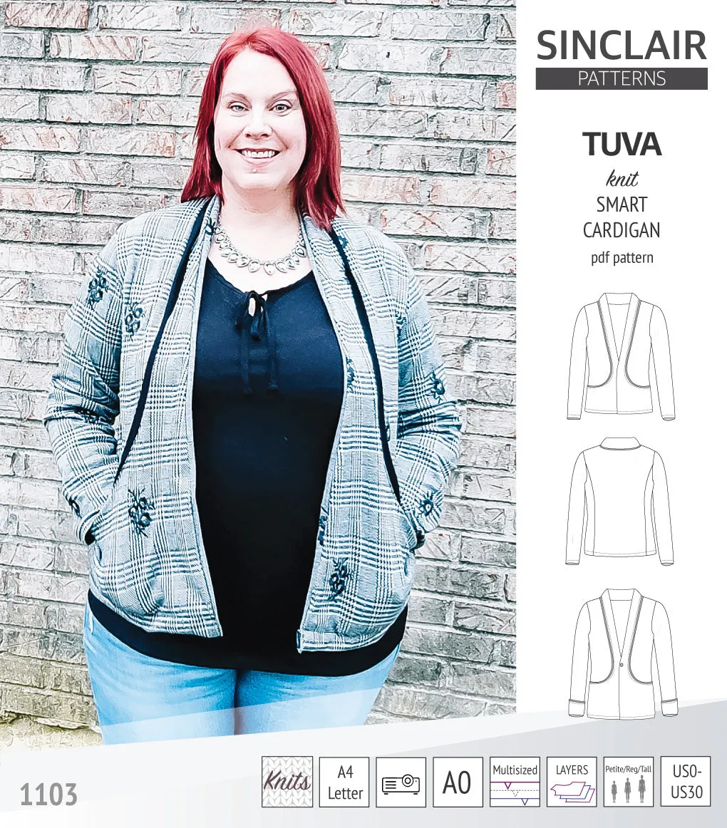 Tuva knit smart cardigan with pockets (PDF)