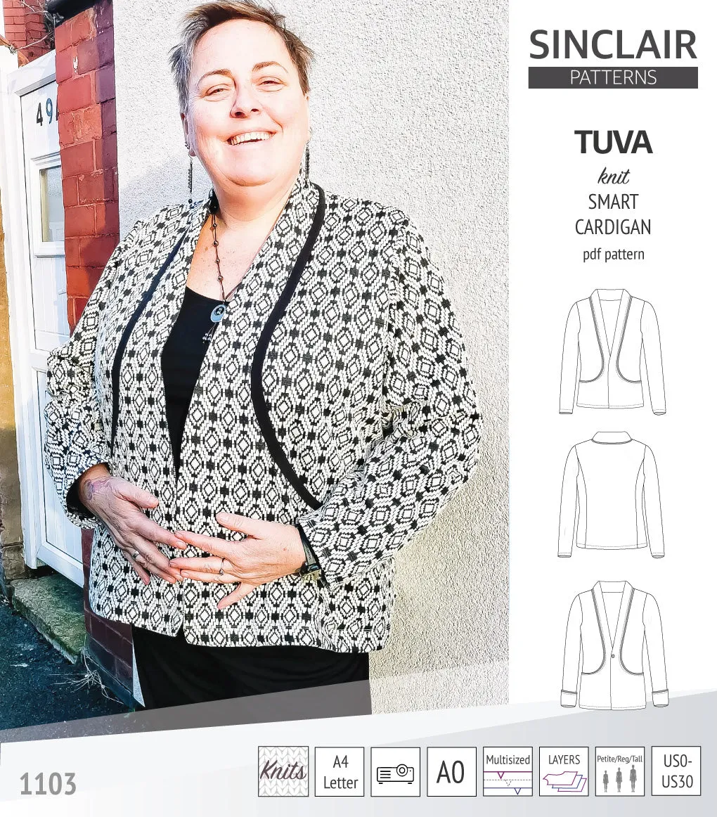 Tuva knit smart cardigan with pockets (PDF)