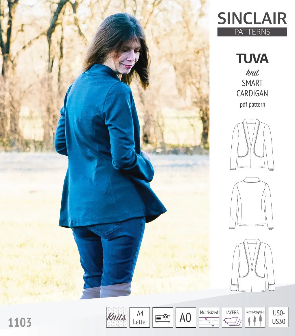 Tuva knit smart cardigan with pockets (PDF)