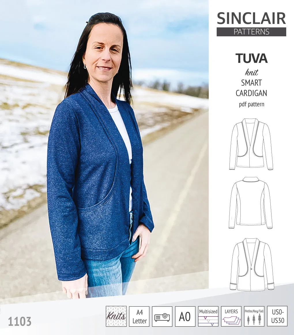 Tuva knit smart cardigan with pockets (PDF)