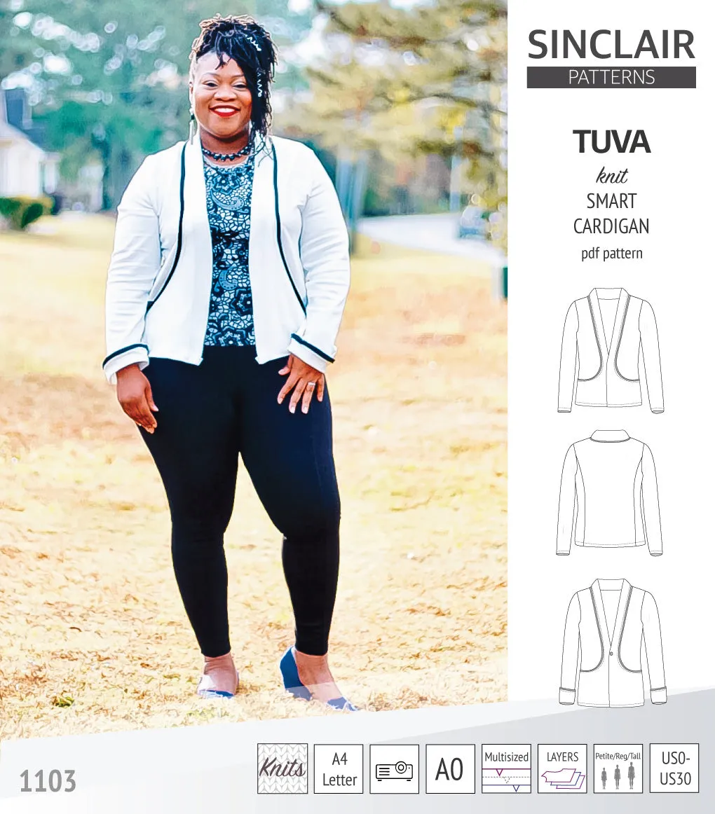 Tuva knit smart cardigan with pockets (PDF)