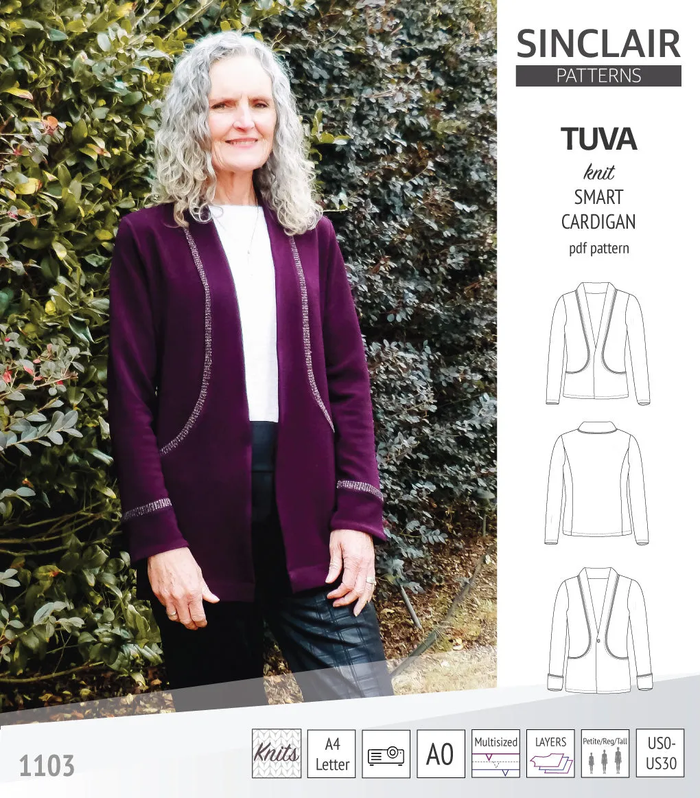Tuva knit smart cardigan with pockets (PDF)