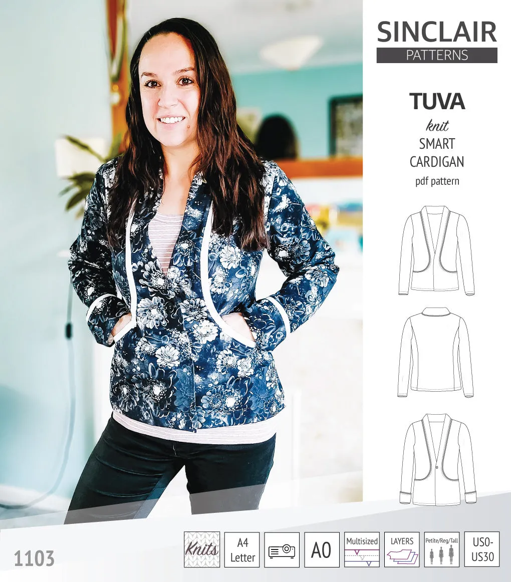 Tuva knit smart cardigan with pockets (PDF)