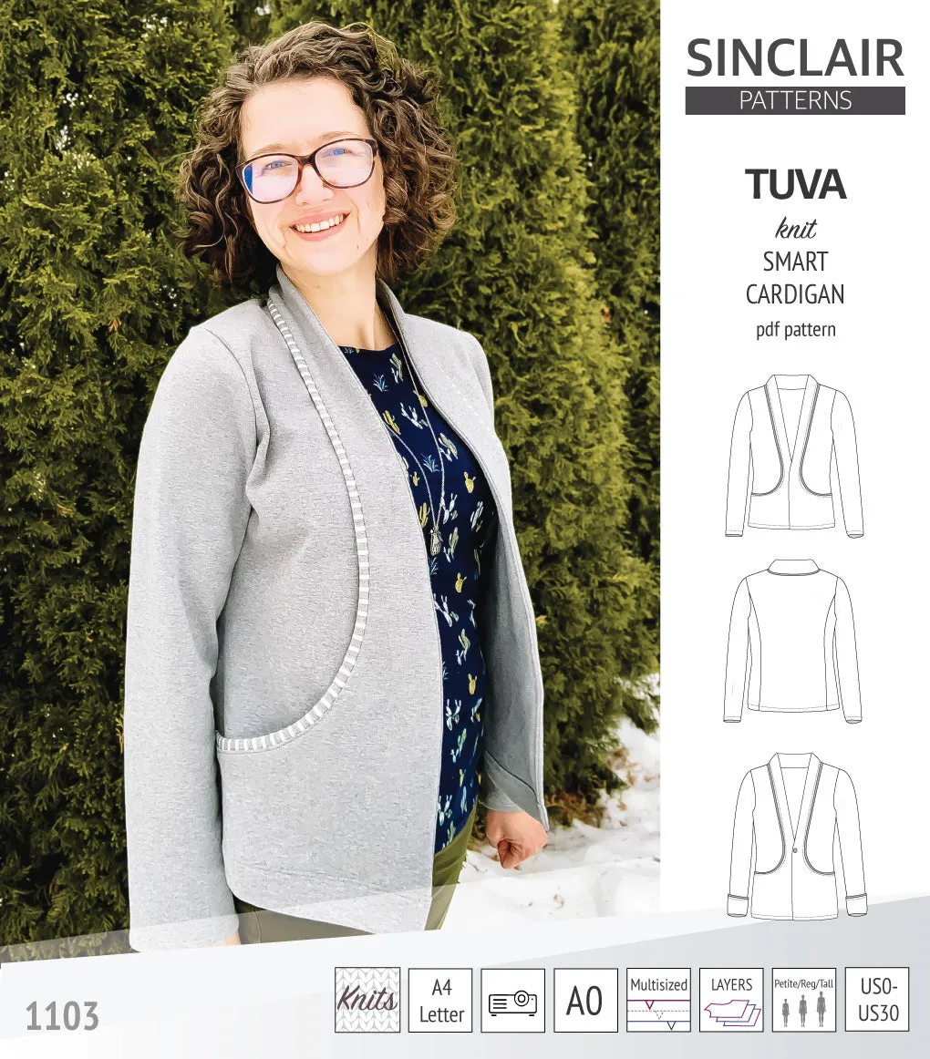 Tuva knit smart cardigan with pockets (PDF)