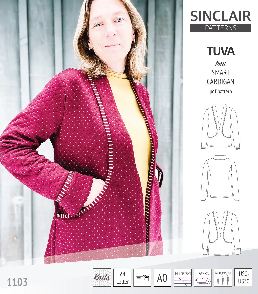 Tuva knit smart cardigan with pockets (PDF)