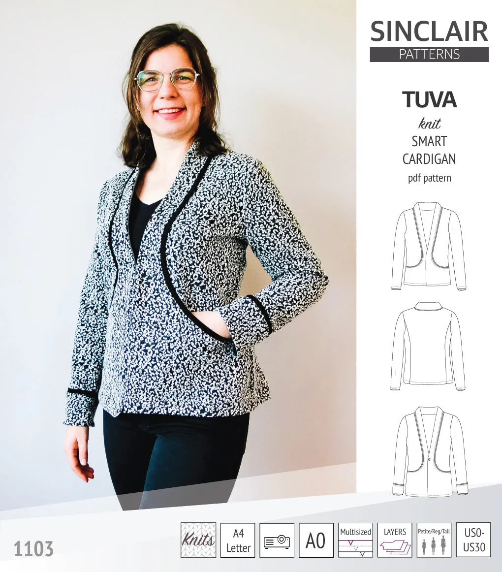 Tuva knit smart cardigan with pockets (PDF)