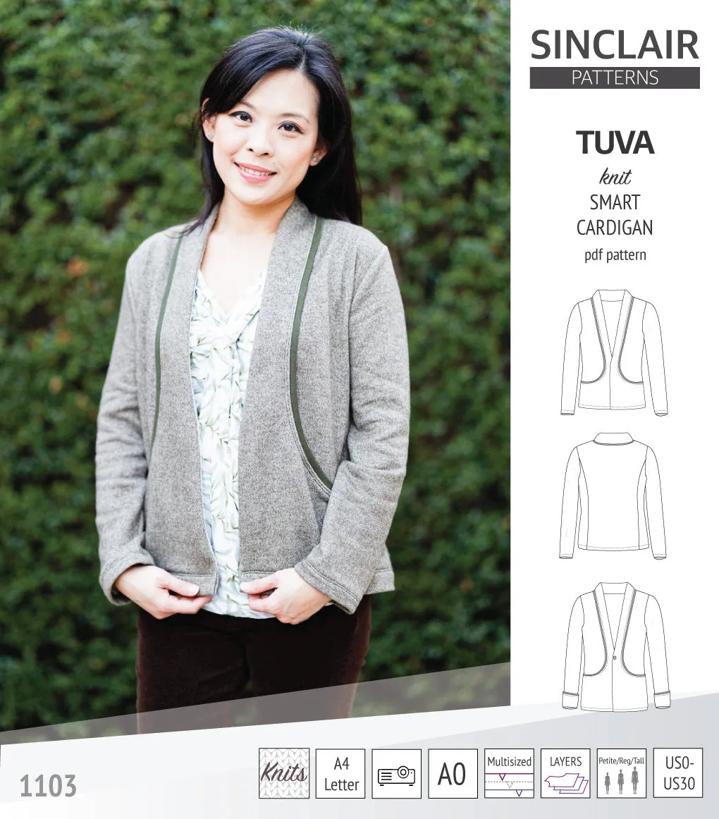 Tuva knit smart cardigan with pockets (PDF)