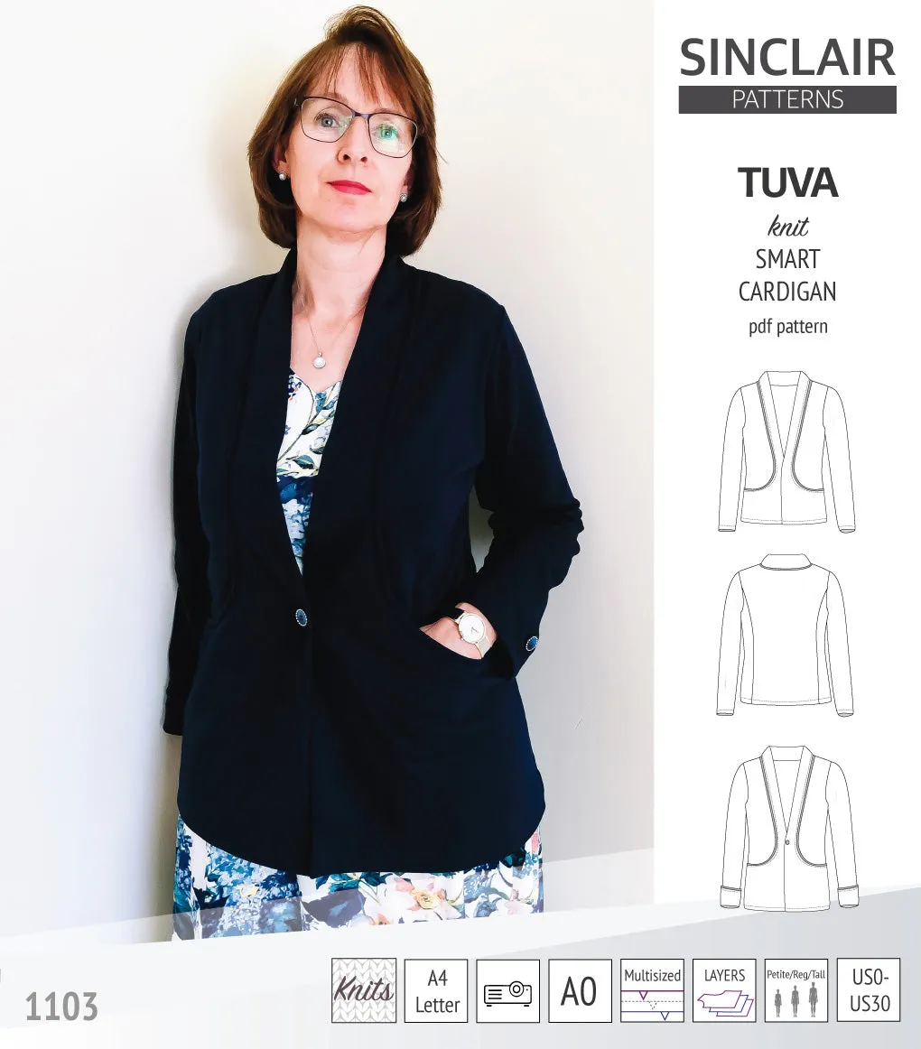Tuva knit smart cardigan with pockets (PDF)
