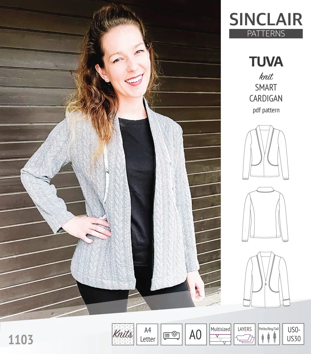 Tuva knit smart cardigan with pockets (PDF)