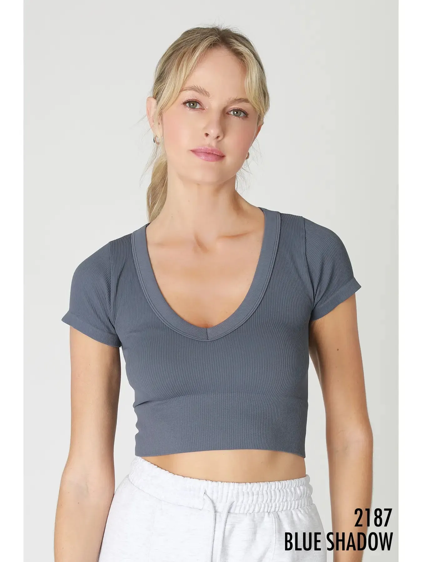 Venessa V Neck Basic Blue Shadow