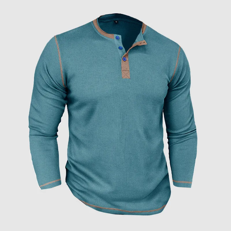Versatile Slim Fit Long Sleeve Henley Shirt for Men