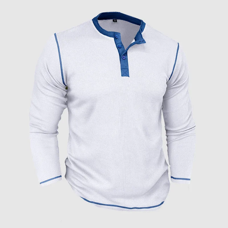 Versatile Slim Fit Long Sleeve Henley Shirt for Men