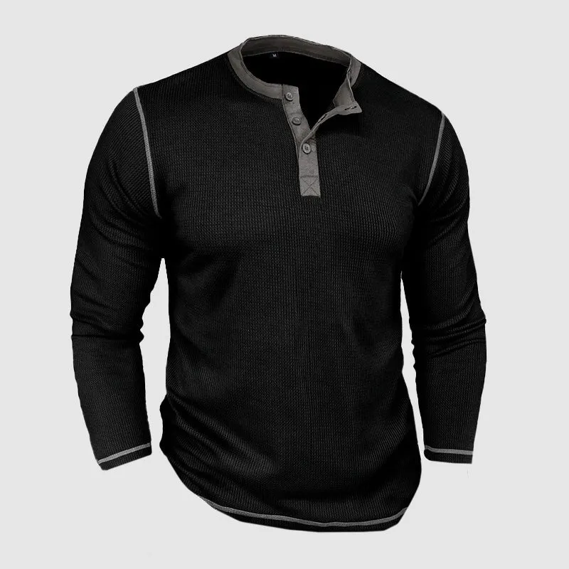 Versatile Slim Fit Long Sleeve Henley Shirt for Men