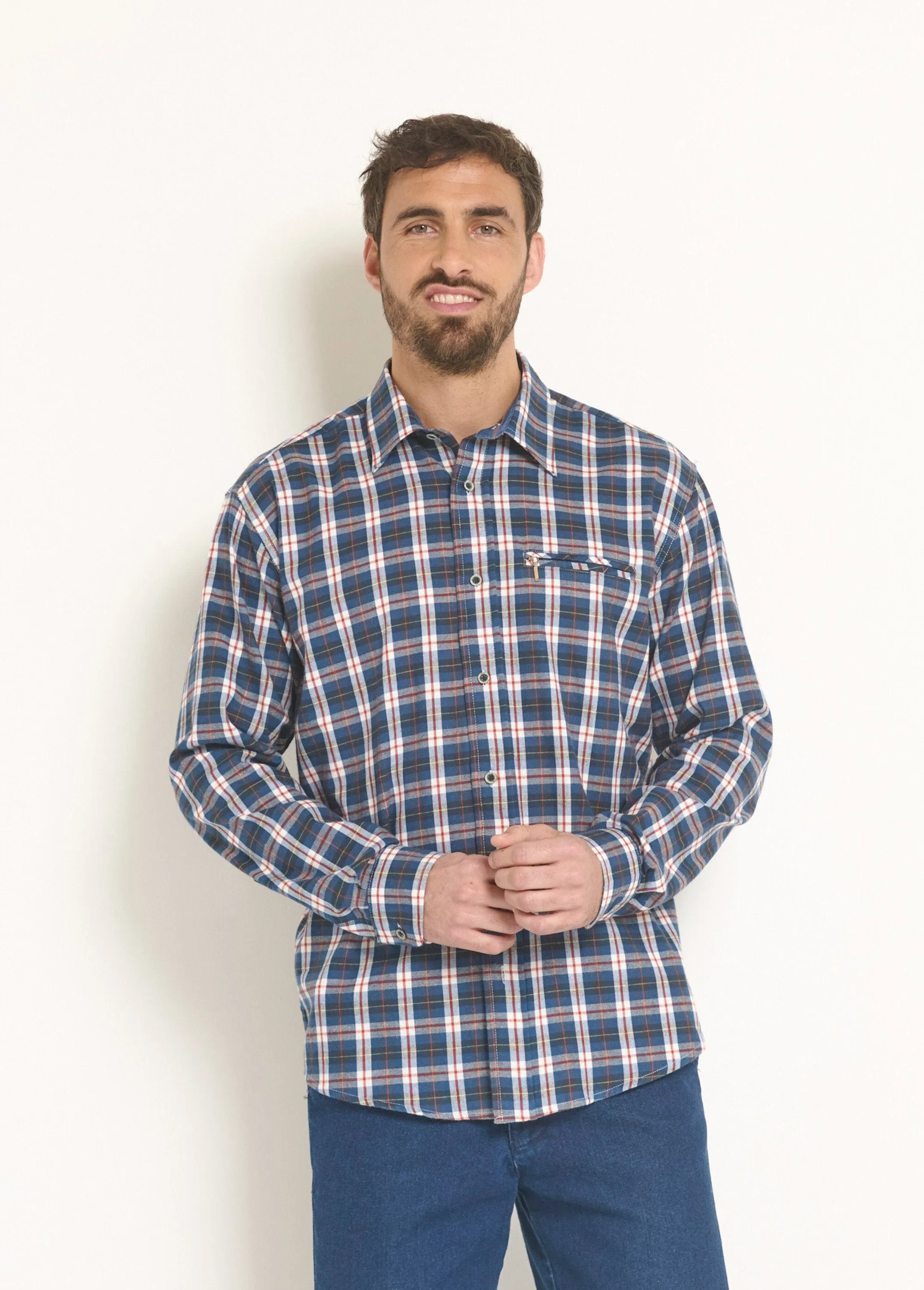 Warm flannel shirt with small checks