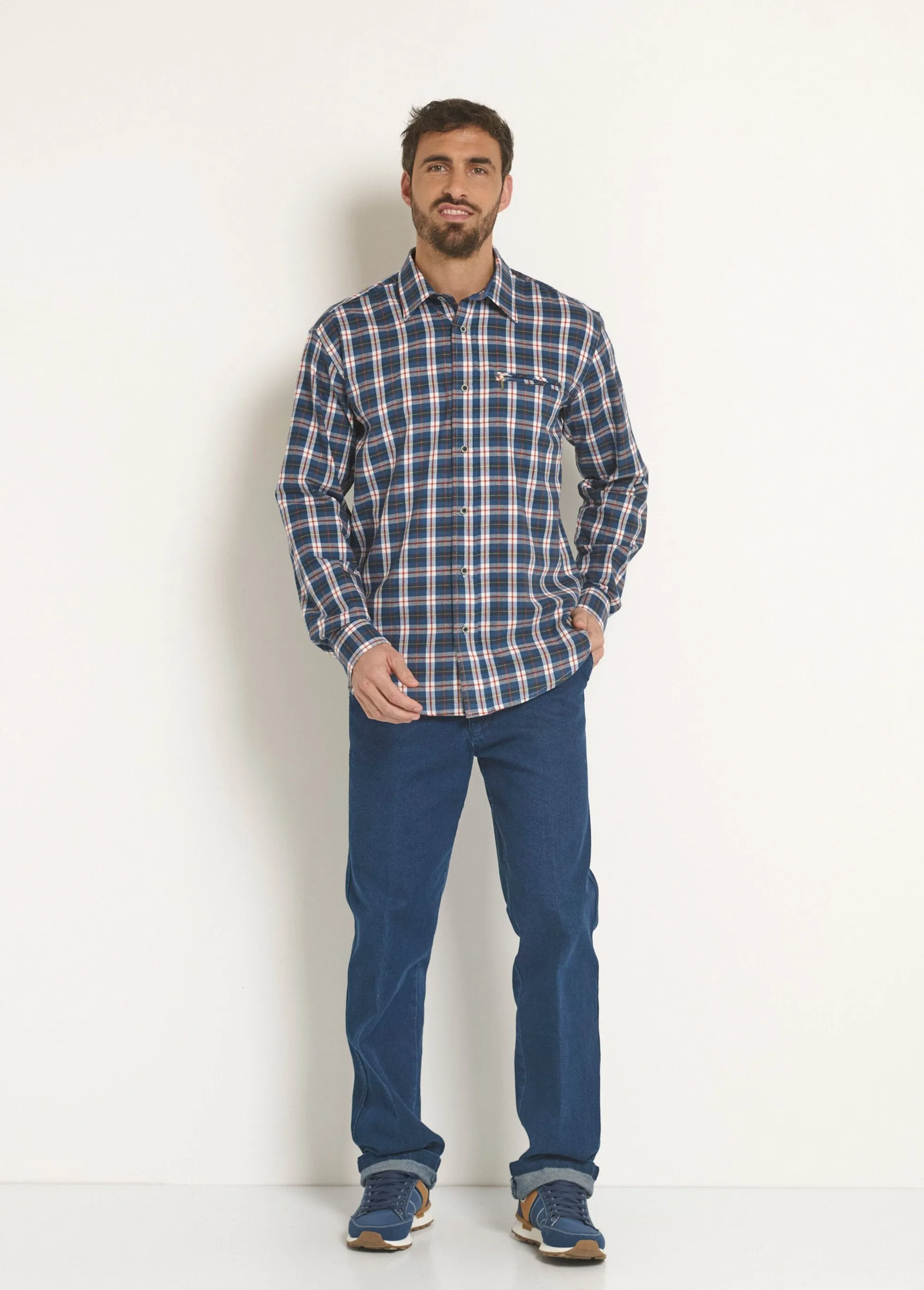 Warm flannel shirt with small checks