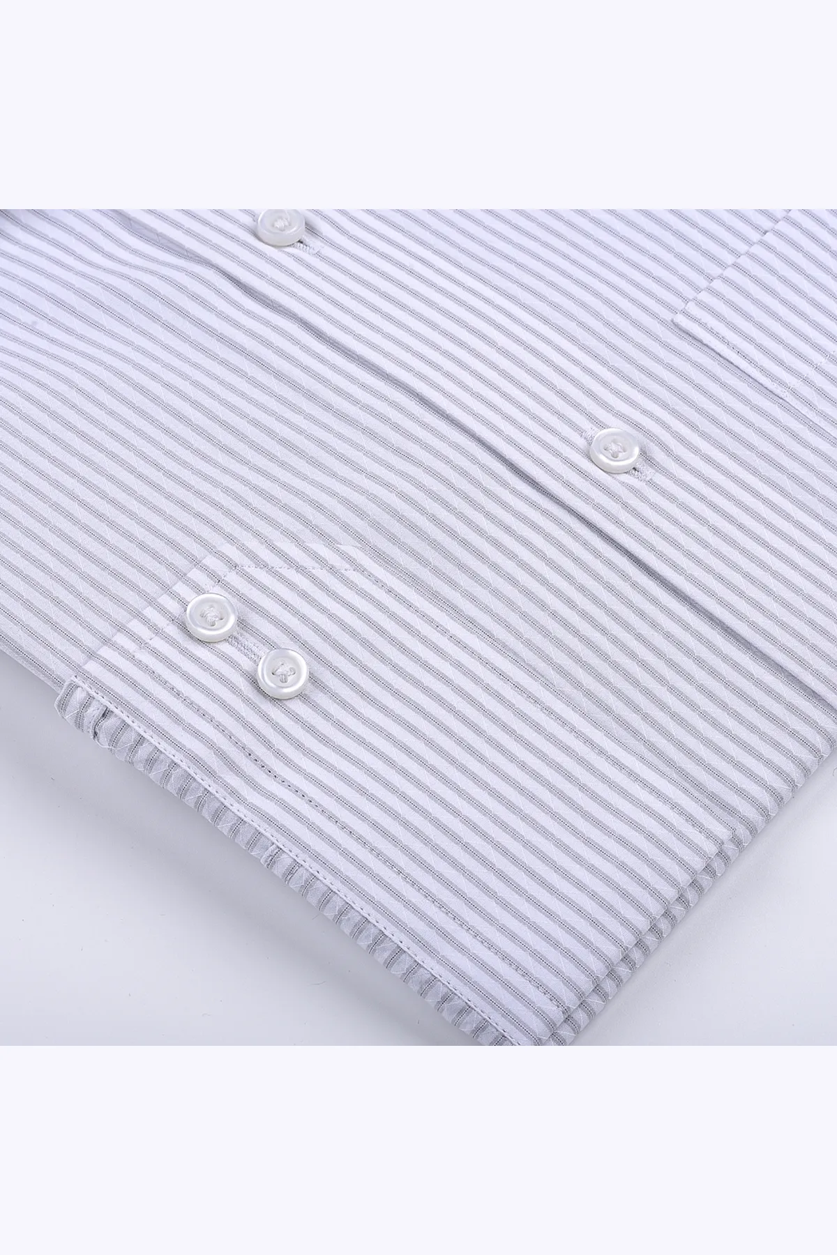 White and Grey  Striped Dress Shirt (silky finish)