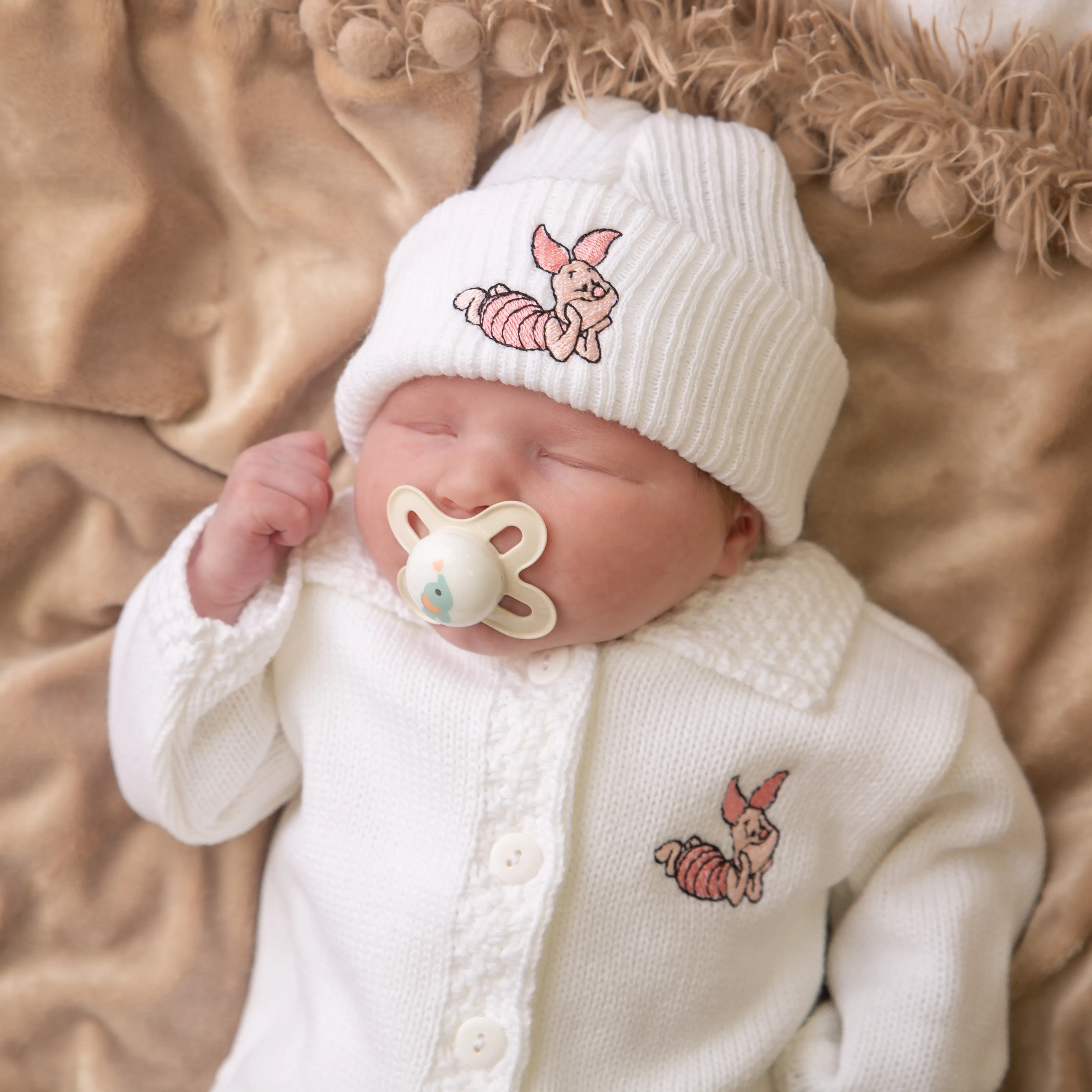 White Piglet Button Cardigan