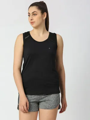 Women Black Solid Racerback top - WATHER TANK-BK