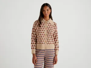 Women Printed Collared Cardigan