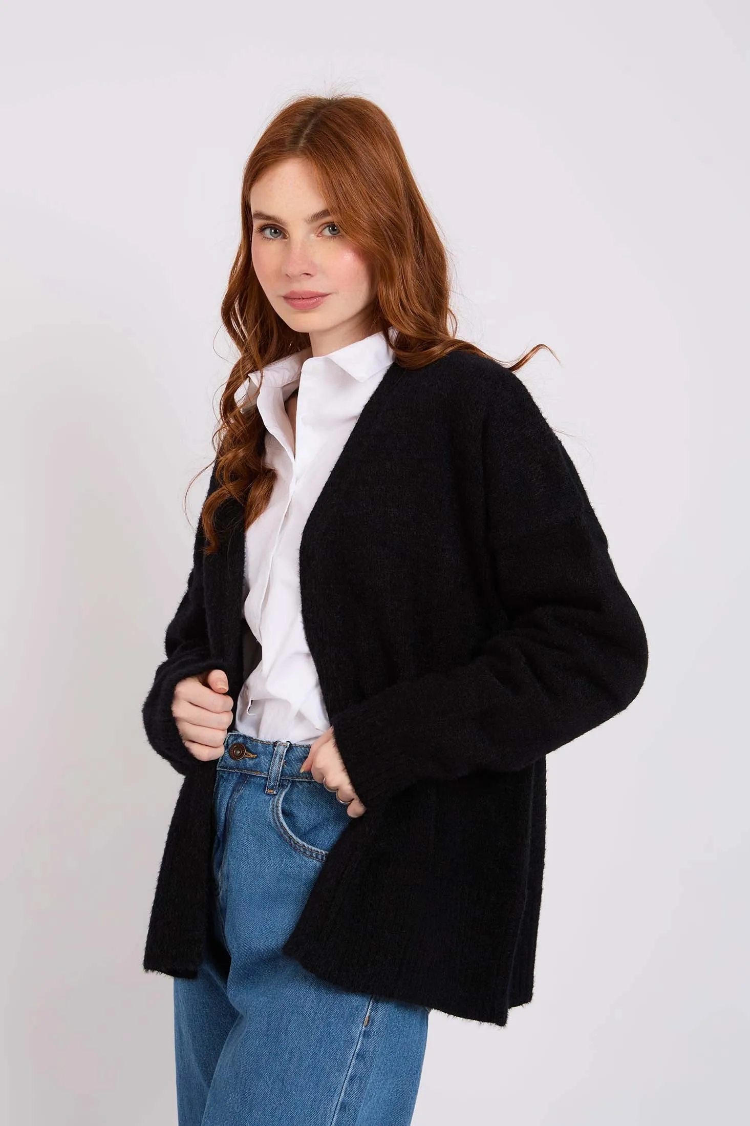 Women Short Loose Cardigan Black