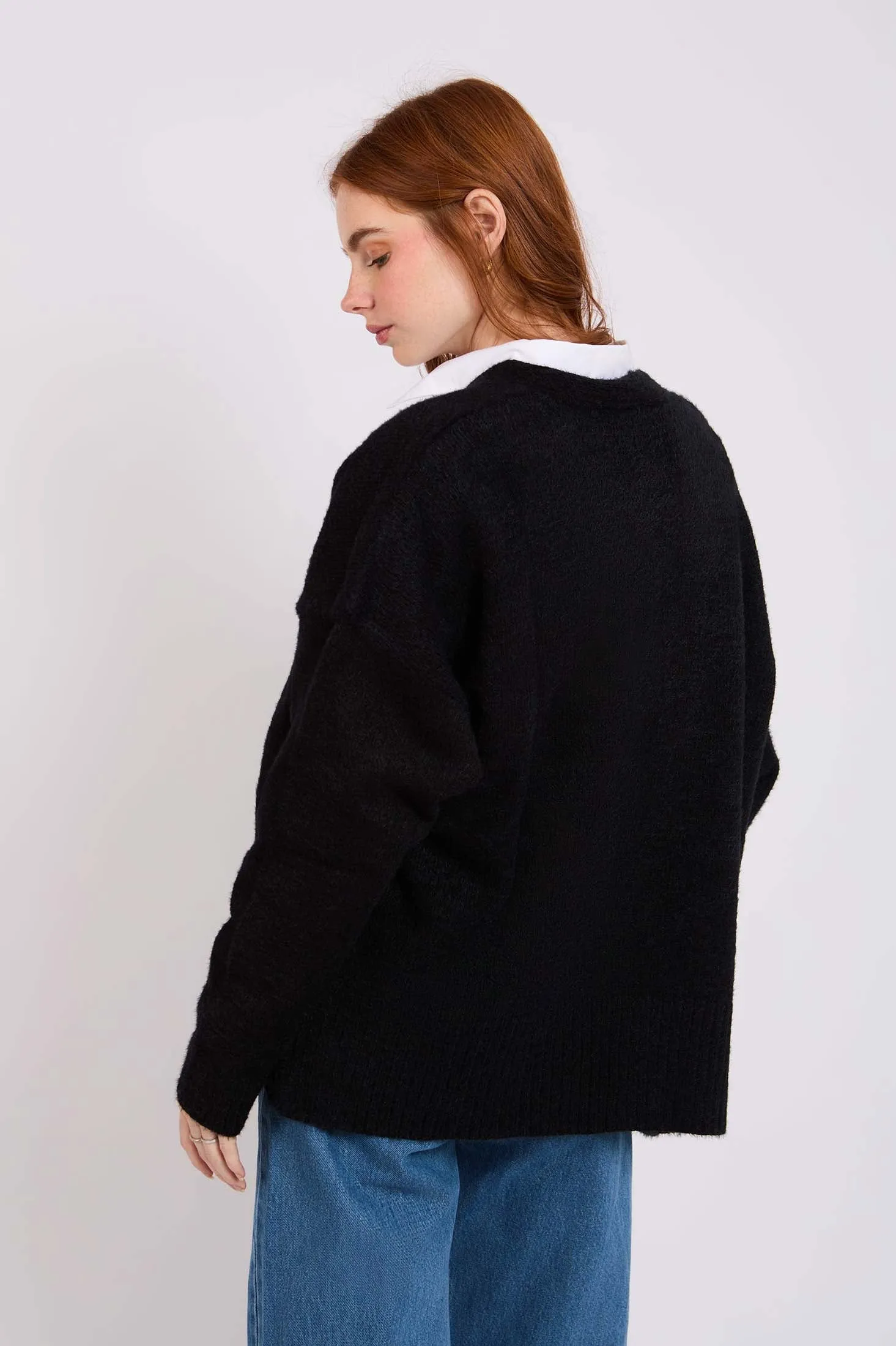 Women Short Loose Cardigan Black