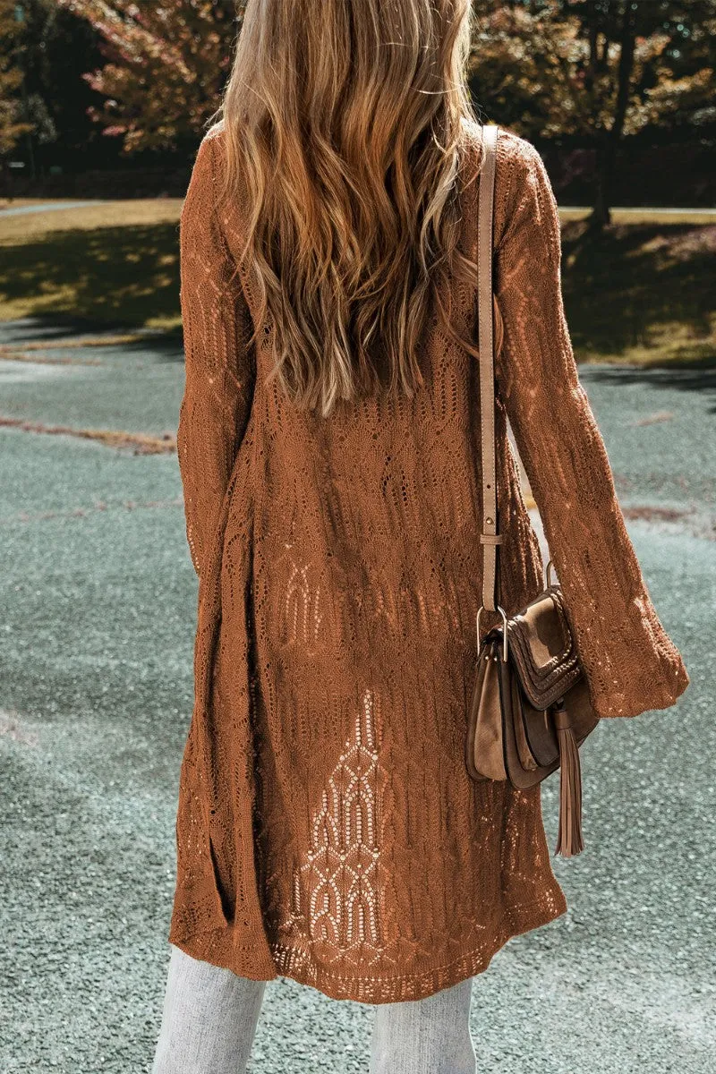 Women's Open Front Long Sleeve Cardigan | Lightweight 100% Acrylic Knit