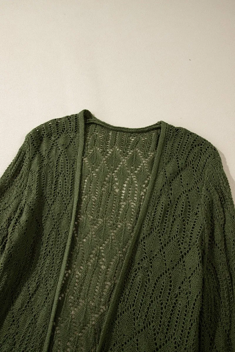 Women's Open Front Long Sleeve Cardigan | Lightweight 100% Acrylic Knit