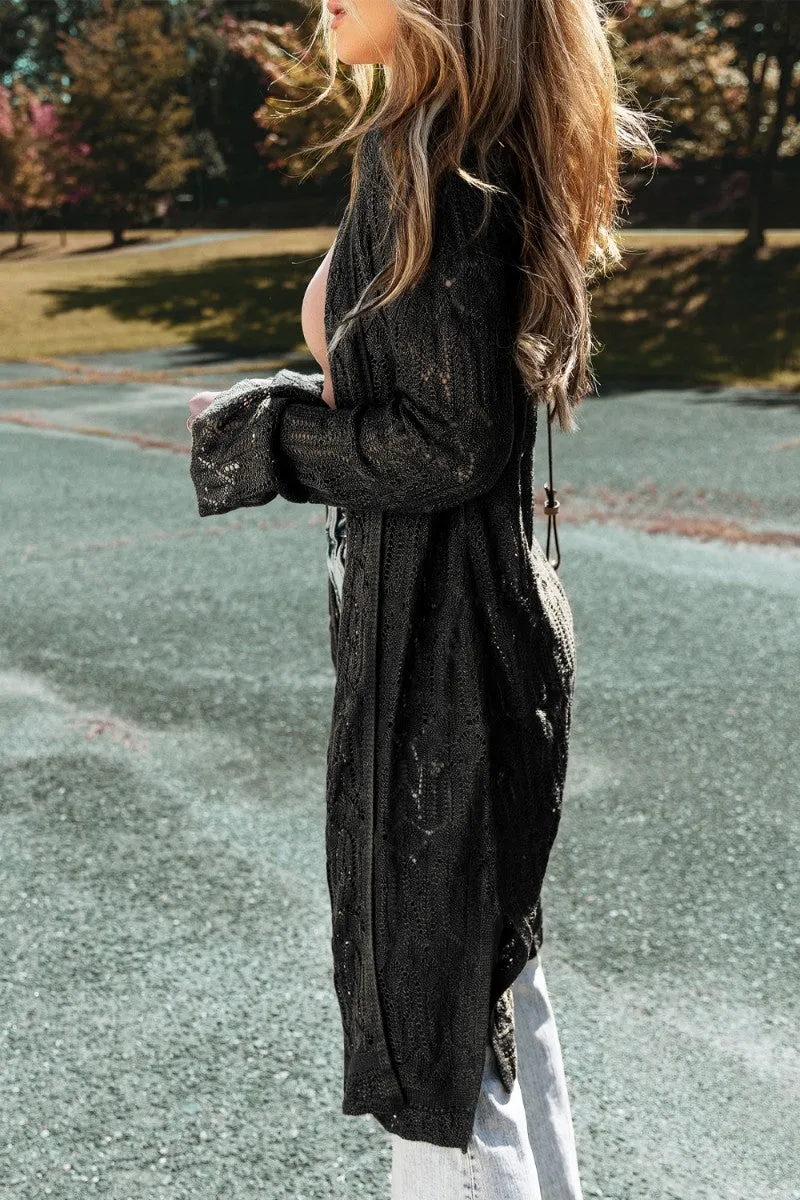 Women's Open Front Long Sleeve Cardigan | Lightweight 100% Acrylic Knit