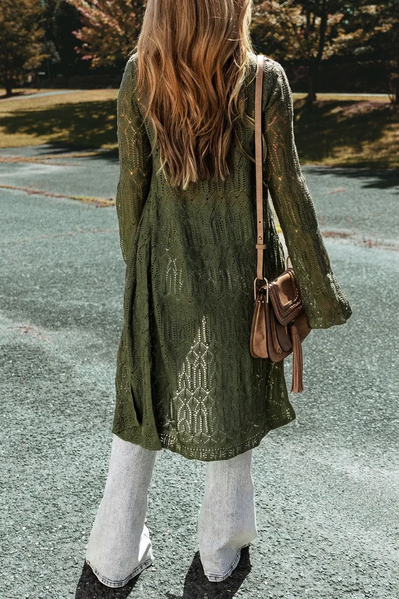 Women's Open Front Long Sleeve Cardigan | Lightweight 100% Acrylic Knit