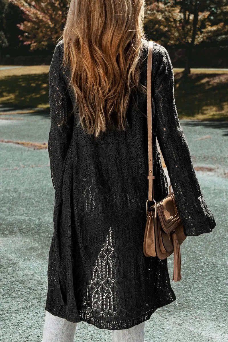 Women's Open Front Long Sleeve Cardigan | Lightweight 100% Acrylic Knit