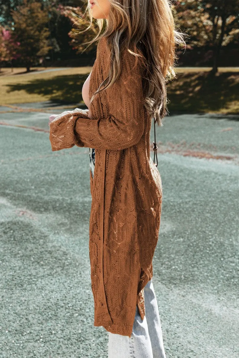 Women's Open Front Long Sleeve Cardigan | Lightweight 100% Acrylic Knit