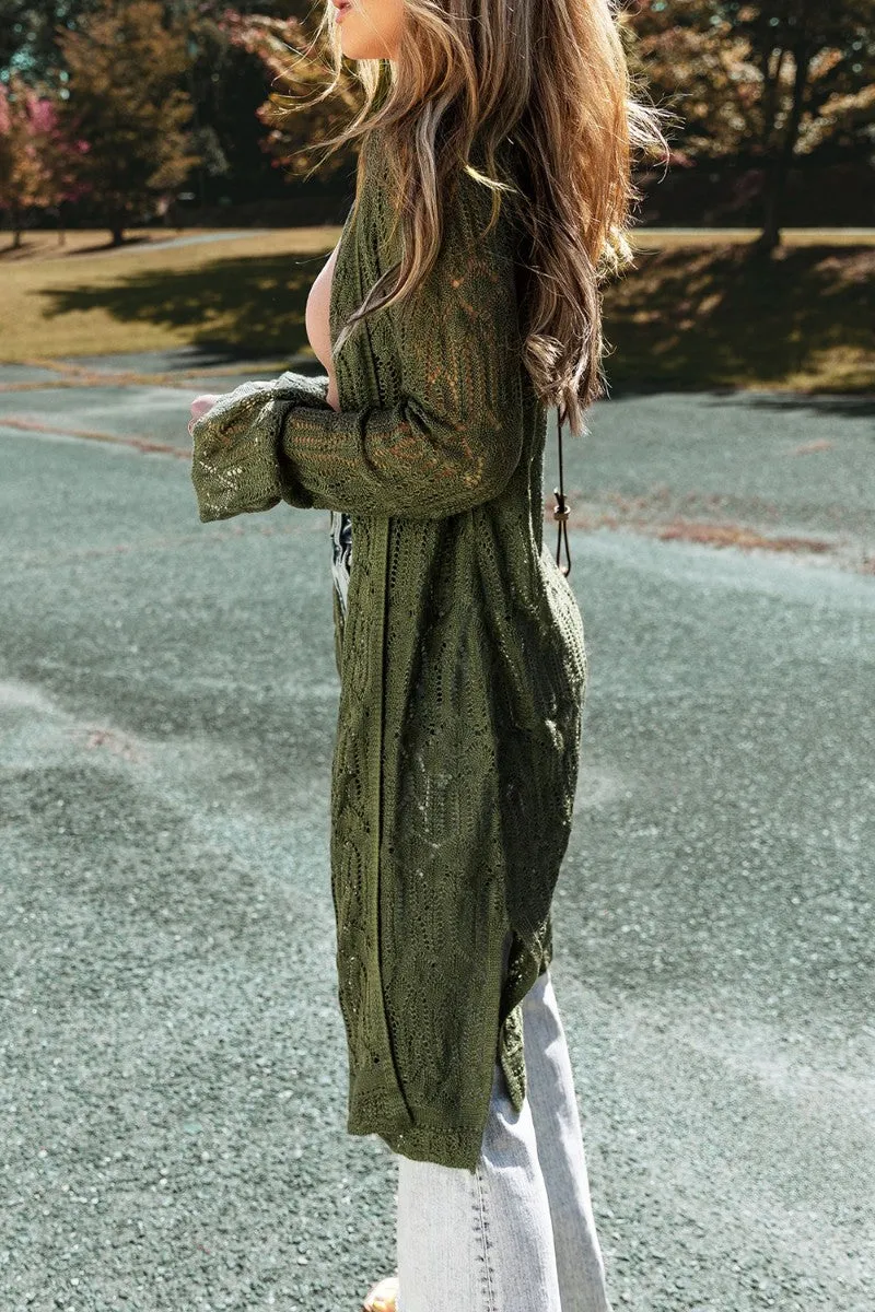 Women's Open Front Long Sleeve Cardigan | Lightweight 100% Acrylic Knit
