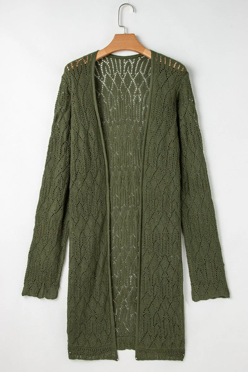 Women's Open Front Long Sleeve Cardigan | Lightweight 100% Acrylic Knit