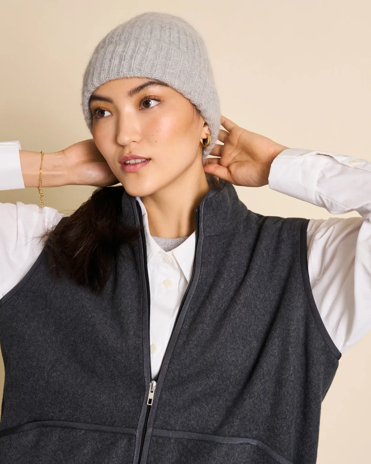 WOOLY KNIT BEANIE BJON LIGHT GREY