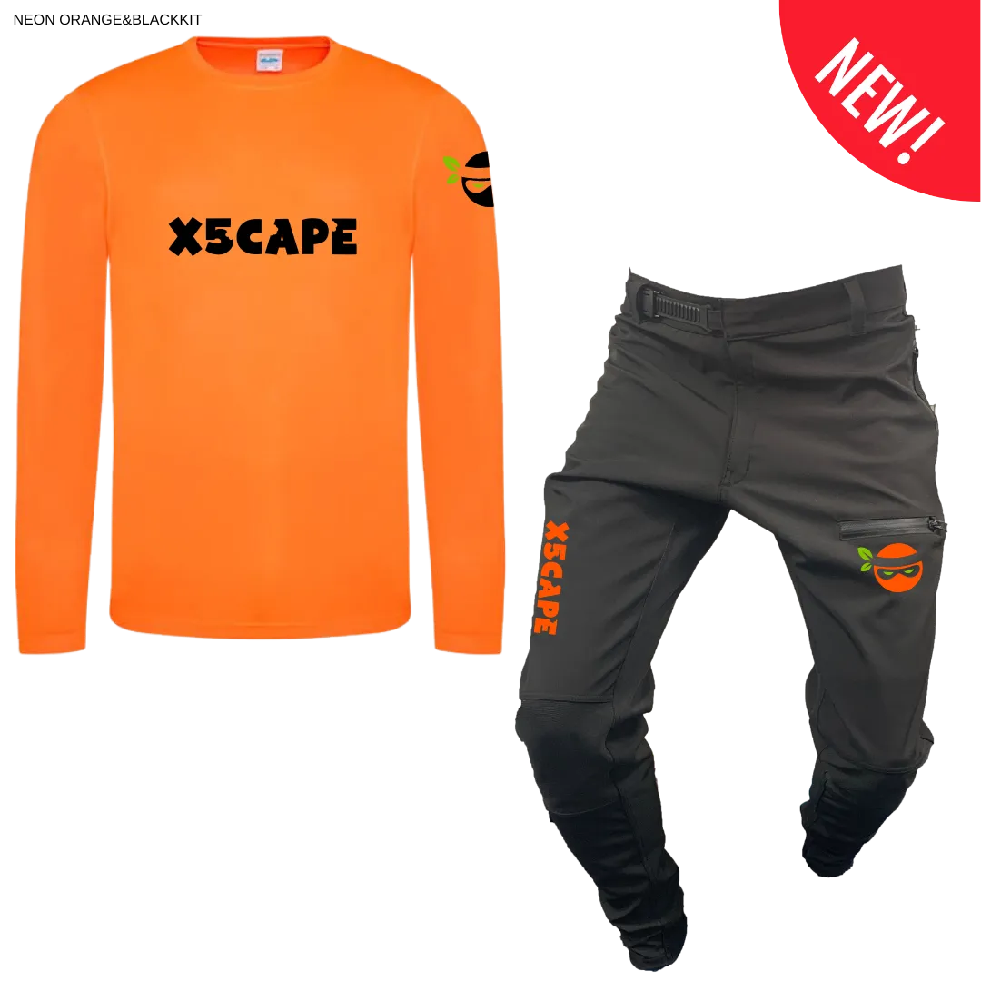 X5CAPE Rebellion Long Sleeve Mountain Bike Race Kit - Black & Electric Orange